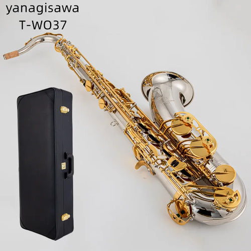 yanagisawa Musical Instruments T-WO37 Tenor Saxophone Bb Tone Nickel Plated Tube Gold Key Sax With Case Mouthpiece Gloves