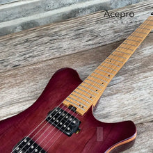 Acepro Gloss Purple Koa Top Headless Electric Guitar Stainless Steel Frets Roasted Maple Neck Black Hardware Guitarra - Artmusiclitte/Artmusics Relays -  - 