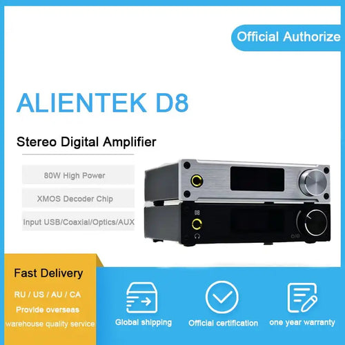 ALIENTEK D8 numérique amplificateur 2.1 audio usb/Coaxial/Optique/aux Entrée xmos 24Bit/192 KHz DC28V 80 W stéréo amplificateur amp - Artmusiclitte/Artmusics Relays -  - 