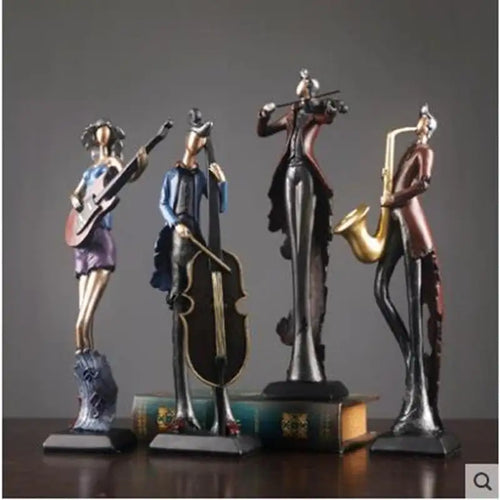 European Resin Musician Music Band Statues Decoration Home Livingroom Bar Cafe Desktop People Sculpture Figurines Crafts Decor - Artmusiclitte/Artmusics Relays -  - 