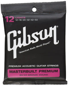 Gibson SAG-BRS12 Masterbuilt Premium 80/20 Bronze Light Acoustic Guitar Strings 12-53 - Artmusiclitte/Artmusics Relays -  - 