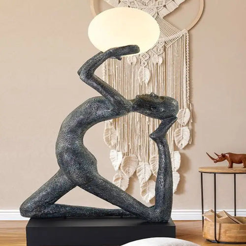 Girl Humanoid Sculpture Floor Lamp Yoga Display Statue Floor Lights Hotel Lobby Club Gyms Decorative Lighting - Artmusiclitte/Artmusics Relays -  - 