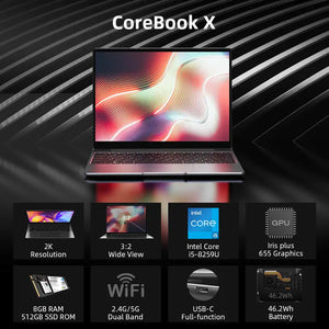 New CHUWI CoreBook X Intel Core i5-8259U Laptops 14 Inch 2160x1440 Resolution DDR4 8GB 512GB SSD Win10 Computer 46.2W Battery - Artmusiclitte/Artmusics Relays -  - 