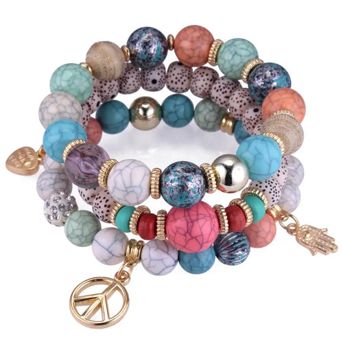 Fast Delivery Time Fashion Peace Charm Bracelet Wholesale Price Stocks Beads Jewelry DIY Style Cheap Layer Bracelet For Women - Artmusiclitte/Artmusics Relays -  - 