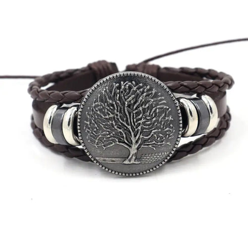 Viking Bracelet Tree of Life Nordic Bracelet with Yggdrasil Leather Bracelet Amulet Pagan Jewelry CLLB037 - Artmusiclitte/Artmusics Relays -  - 