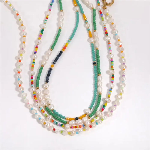 Holiday Beach Summer Handmade Multi Colored Candy Color Bead Colorful Freshwater Pearl Choker Necklace For Women Jewelry Fashion - Artmusiclitte/Artmusics Relays -  - 
