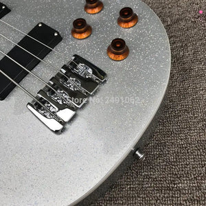 4-string silver-pink electric bass guitar, Lp Bass Guitarra, high quality, real photo display - Artmusiclitte/Artmusics Relays -  - Bass, display, electric, guitar, Guitarra, high, Lp, photo, quality, real, silverpink, string