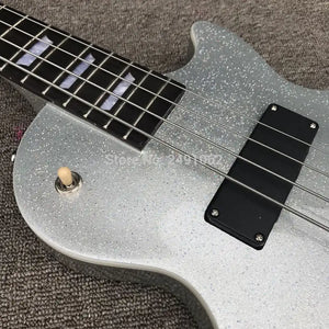 4-string silver-pink electric bass guitar, Lp Bass Guitarra, high quality, real photo display - Artmusiclitte/Artmusics Relays -  - Bass, display, electric, guitar, Guitarra, high, Lp, photo, quality, real, silverpink, string