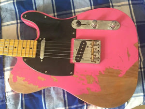Biggest handcraft relic studio.aged pink electric guitar handmade relic guitar Ash body old hardware - Artmusiclitte/Artmusics Relays - 100005510 - 