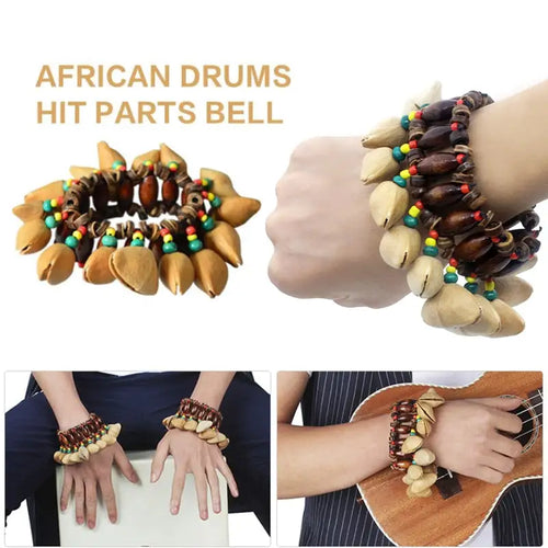 M MBAT Handmade Nuts Shell Bracelet Handbell for Djembe African Drum Conga Percussion Accessories Gift Musical Instrument - Artmusiclitte/Artmusics Relays -  - 