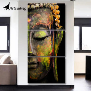 HD printed 3 piece canvas wall art Buddha meditation painting buddha statue wall art canvas prints Free shipping/QT017 - Artmusiclitte/Artmusics Relays - Painting & Calligraphy - 