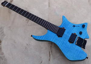 NK-guitare électrique sans tête, couleur bleue, placage en érable matelassé, Top rôti, livraison gratuite, 2020 - Artmusiclitte/Artmusics Relays -  - 