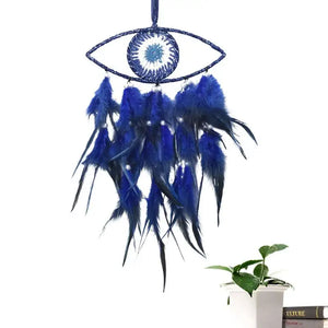 Decor Dreamcatcher Devil's Eye Blue Dreamcatcher Handmade Feathers Door Wall Hangings Decoration For Room House - Artmusiclitte/Artmusics Relays -  - 
