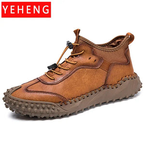Spring Autumn New Men's Casual Leather Shoes Comfortable Breathable Moccasin Handmade Shoes Outdoor Mountaineering Driving Shoes - Artmusiclitte/Artmusics Relays -  - 