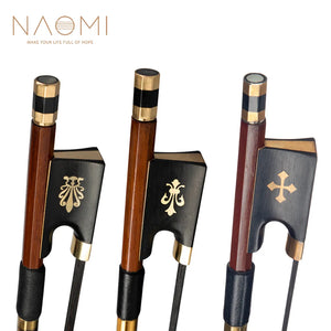 NAOMI IPE Violin Bow 4/4 Well Balanced Handmade IPE Bow With Black Horsehair Ebony Frog Exquisite Pattern And Abalone Slide
