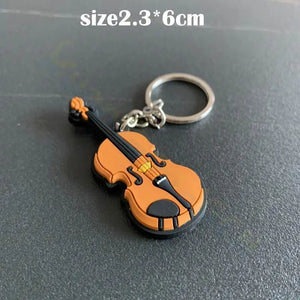 musical Instrument Keychain Silicone Guitar Piano Saxophone Key Chain Backpack Car Ornament Musician Jewelry piano souvenir - Artmusiclitte/Artmusics Relays -  - 