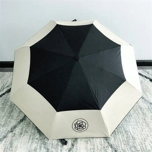 Windproof Automatic Folding Umbrella Rain Women Umbrellas For Men Black Coating Parasol Luxury  Anti UV Three-fold Sun Umbrella - Artmusiclitte/Artmusics Relays -  - 