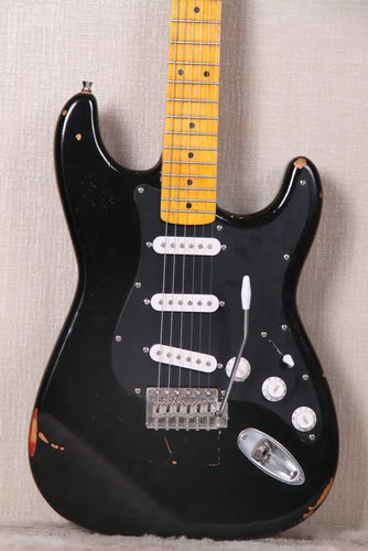 Free Shipping Handwork David Gilmour Signature Heavy Relic Black ST Electric Guitar Vintage Chrome hardware, Tremolo Tailpiece & Whammy Bar - Artmusiclitte/Artmusics Relays -  - 